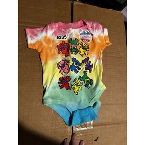 Grateful Dead Onesy Jumpsuit One Piece 6-12 M Tye Die Dancing Bears Snap Bottoms